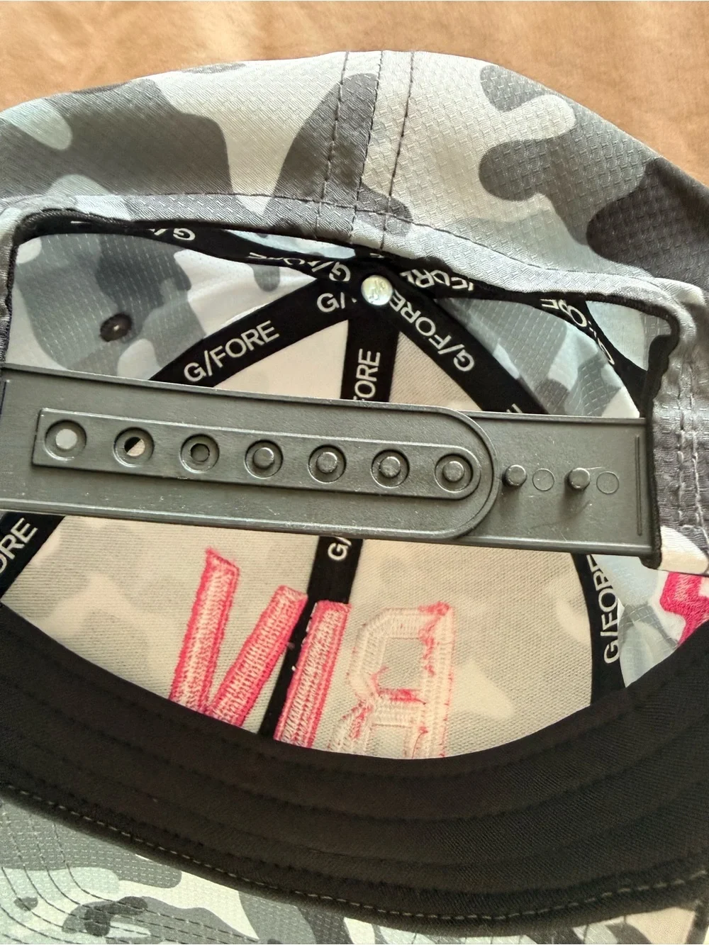 G/FORE Gray Camo Cap with Pink RIV Embroidery
